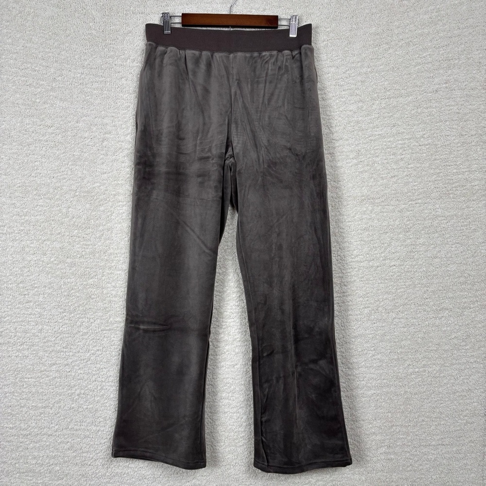 Ruby Ribbon Pants Womens Large Mink Velour Pull On Straight Leg with Pockets
